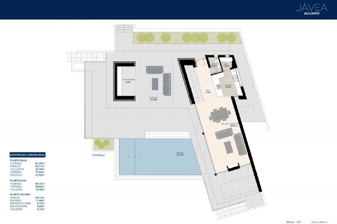 villa en Javea(Tosalet 5) en vente, construit 372 m², ano de construccion 2015, aire acondicionado, terrain 1000 m², 3 chambre, 2 salle de bains, piscina, ref.: BI-JA.H-100-7