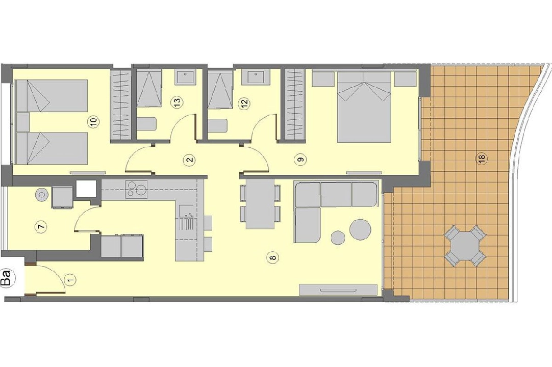 apartamento en la planta superior en Sa Coma en vente, construit 97 m², estado nuevo, + fussboden, aire acondicionado, 2 chambre, 2 salle de bains, piscina, ref.: HA-MLN-161-A01-7