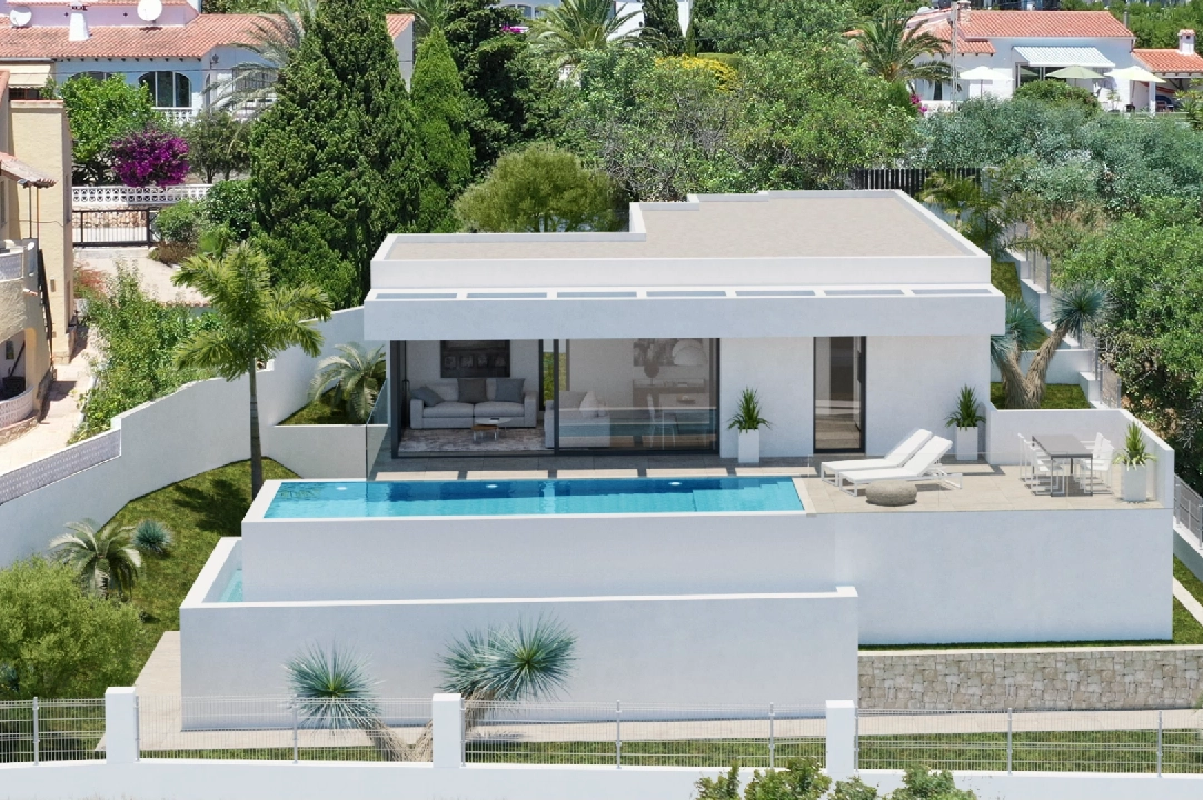 villa en Calpe en vente, construit 170 m², aire acondicionado, terrain 800 m², 3 chambre, 2 salle de bains, piscina, ref.: BI-CA.H-438-9