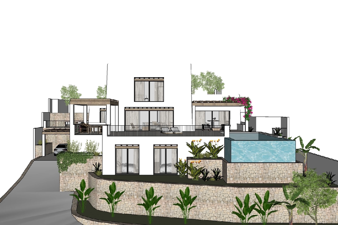 villa en Moraira en vente, construit 425 m², ano de construccion 2023, aire acondicionado, terrain 1000 m², 4 chambre, 4 salle de bains, piscina, ref.: BI-MT.H-777-3