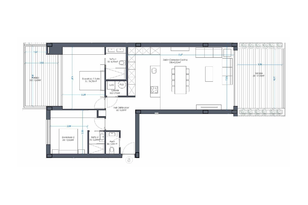 apartamento en la planta superior en Orihuela Costa en vente, construit 131 m², estado nuevo, aire acondicionado, 2 chambre, 2 salle de bains, piscina, ref.: HA-OCN-161-A01-6