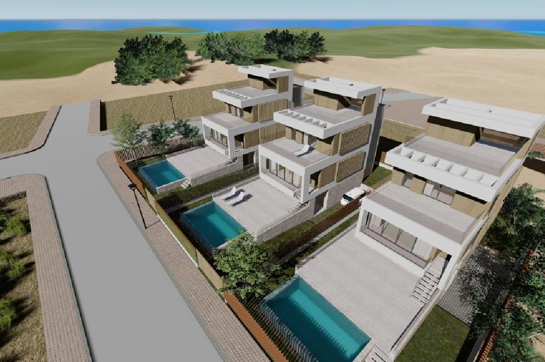 villa en Oliva en vente, construit 173 m², ano de construccion 2023, estado nuevo, + calefaccion suelo, aire acondicionado, terrain 350 m², 3 chambre, 4 salle de bains, piscina, ref.: AS-1623-23