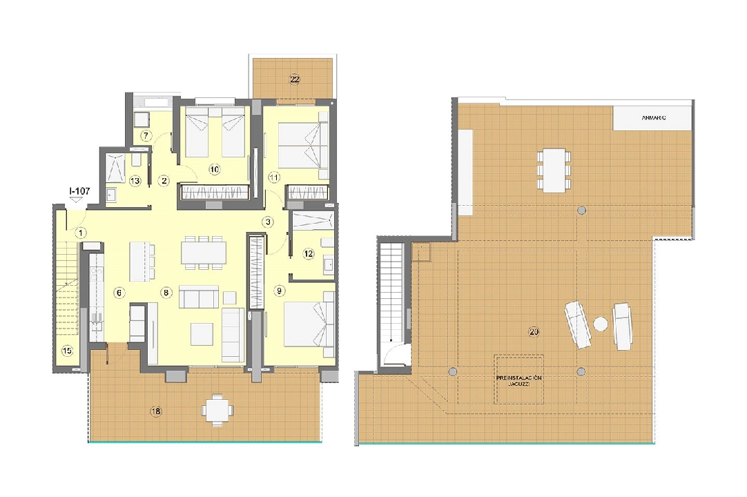 atico en Benidorm en vente, construit 296 m², estado nuevo, + fussboden, aire acondicionado, 3 chambre, 2 salle de bains, piscina, ref.: HA-BEN-112-A04-10