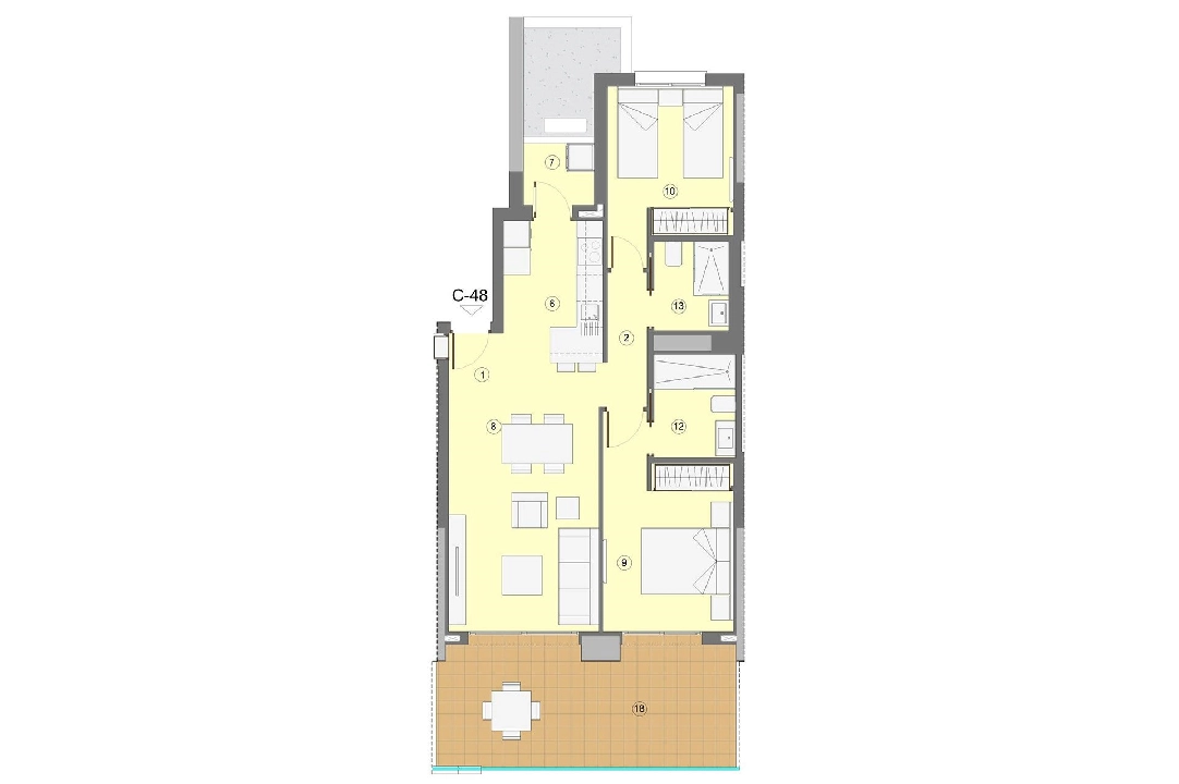 apartamento en la planta superior en Benidorm en vente, construit 94 m², estado nuevo, aire acondicionado, 2 chambre, 2 salle de bains, piscina, ref.: HA-BEN-112-A02-10