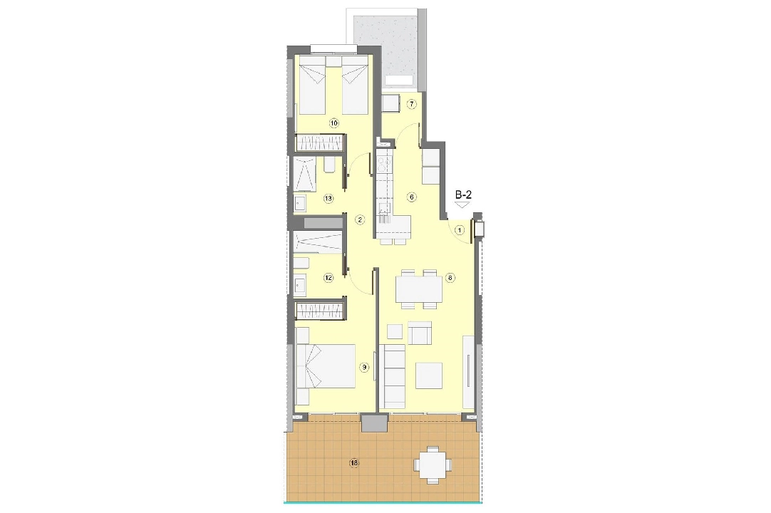 apartamento en la planta superior en Benidorm en vente, construit 94 m², estado nuevo, aire acondicionado, 2 chambre, 2 salle de bains, piscina, ref.: HA-BEN-112-A02-9