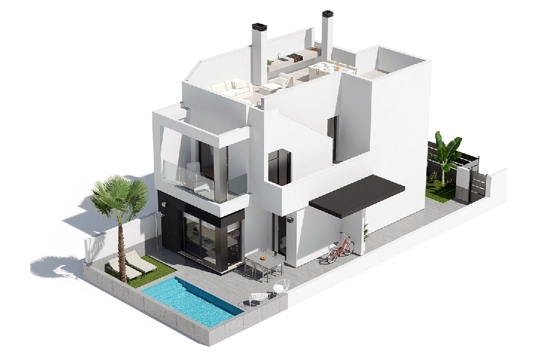 villa en Santiago de la Ribera en vente, construit 155 m², estado nuevo, terrain 164 m², 3 chambre, 2 salle de bains, piscina, ref.: HA-SRN-116-E01-10