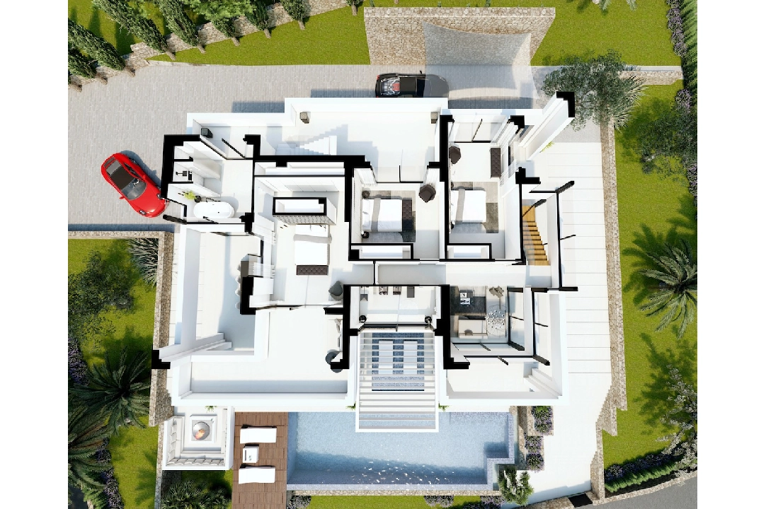 villa en Benissa(Carrions) en vente, construit 562 m², aire acondicionado, terrain 1347 m², 4 chambre, 3 salle de bains, piscina, ref.: CA-H-1710-AMB-21