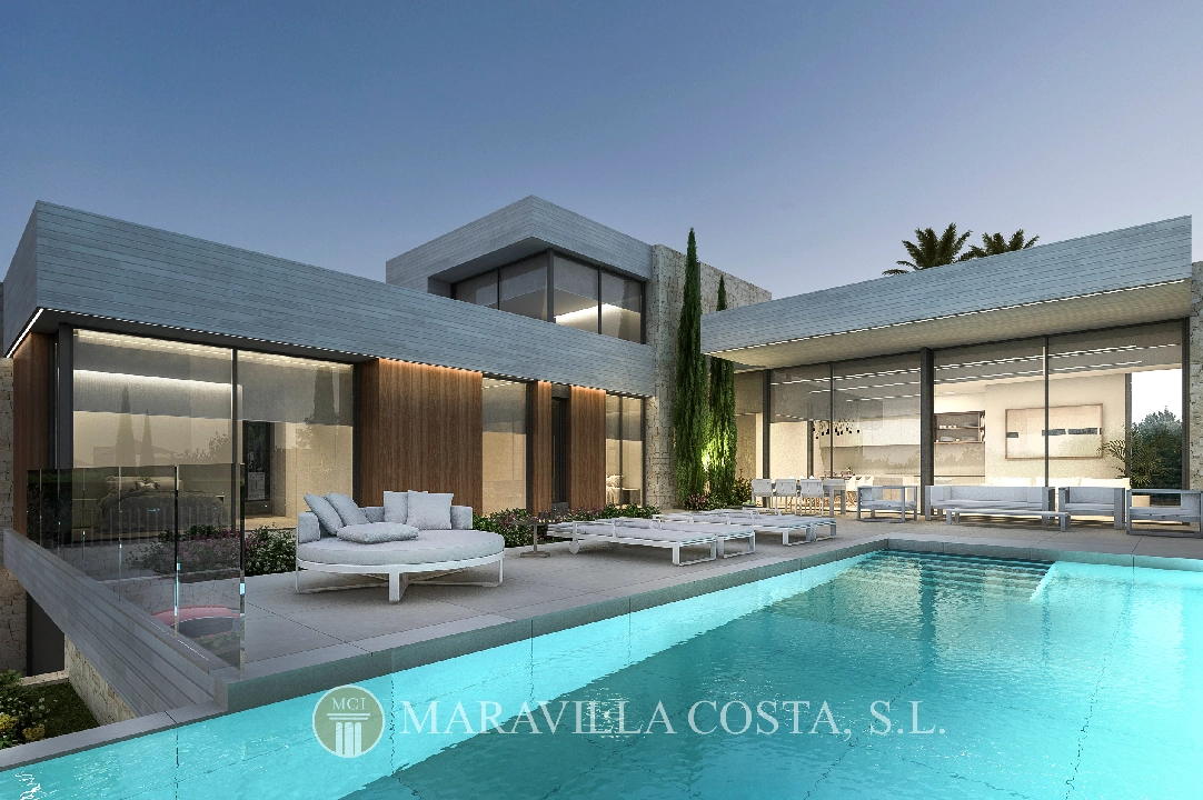 villa en Moraira en vente, construit 261 m², ano de construccion 2023, + calefaccion suelo, aire acondicionado, terrain 939 m², 4 chambre, 4 salle de bains, piscina, ref.: MV-2499-1